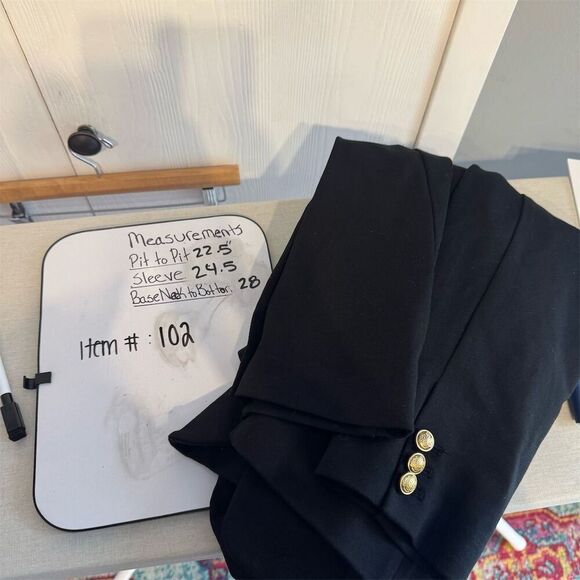 Lane Bryant Women's Blazer Jacket Size 22 Black Double-Breasted look nautical - Picture 9 of 9